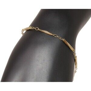 925 Sterling Silver Gold Tone Faceted Bar 9" Bracelet